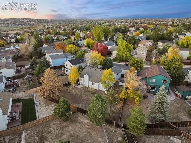 view of aerial view at dusk