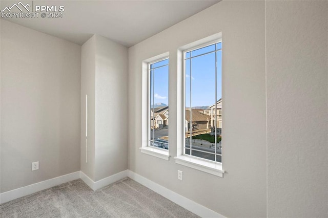 empty room with light colored carpet and a healthy amount of sunlight