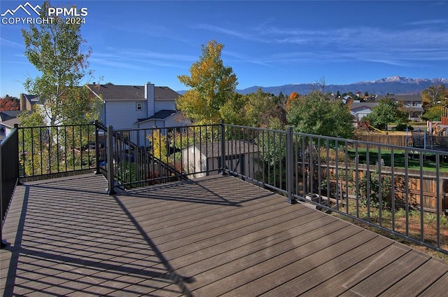 deck featuring a mountain view