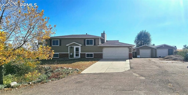 raised ranch with a garage