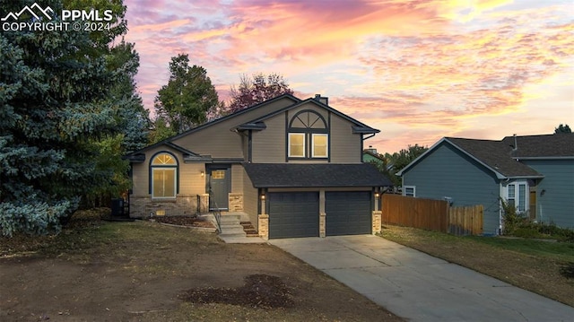 view of front of house with a garage