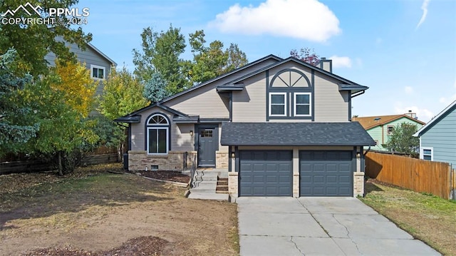 view of front of house with a garage