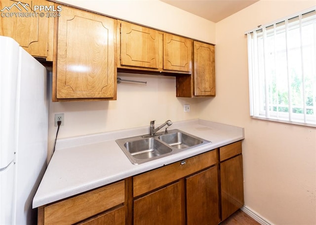 kitchen featuring sink and white refrigerator