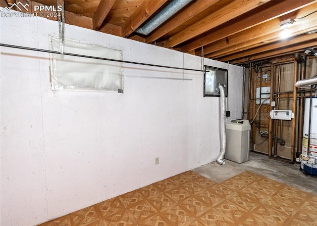 basement with gas water heater