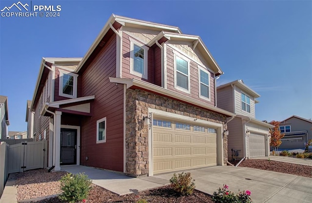 view of front of house with a garage