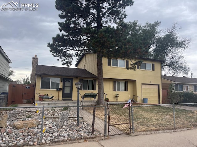 view of front of house with a garage