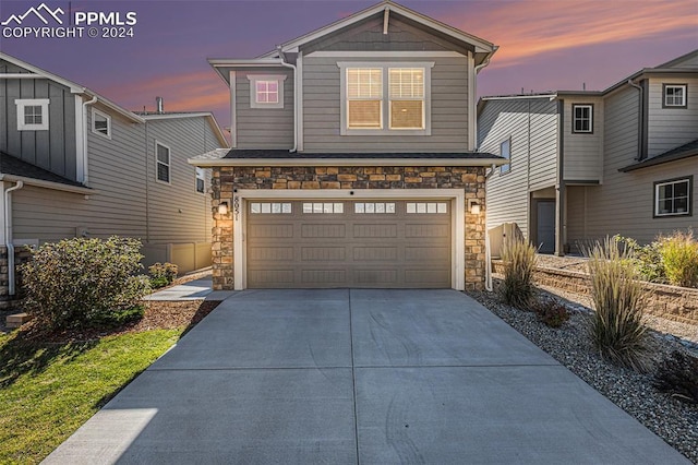 view of front of house with a garage