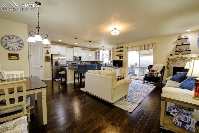 living room featuring dark hardwood / wood-style floors