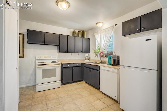 kitchen featuring sink and white appliances