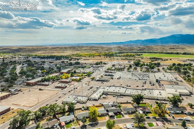 drone / aerial view with a mountain view