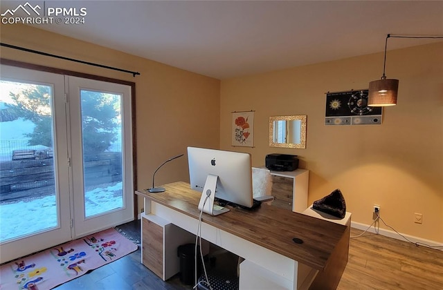 office space featuring hardwood / wood-style floors