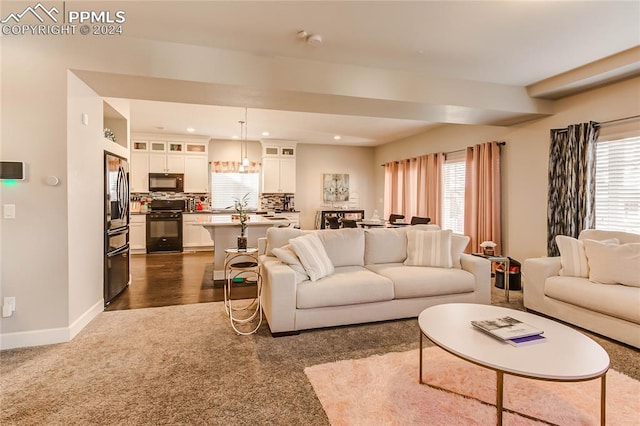 carpeted living room with a wealth of natural light