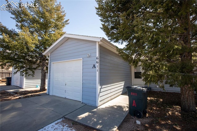 view of garage