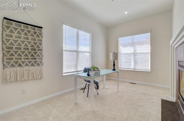 office area with carpet flooring and a wealth of natural light