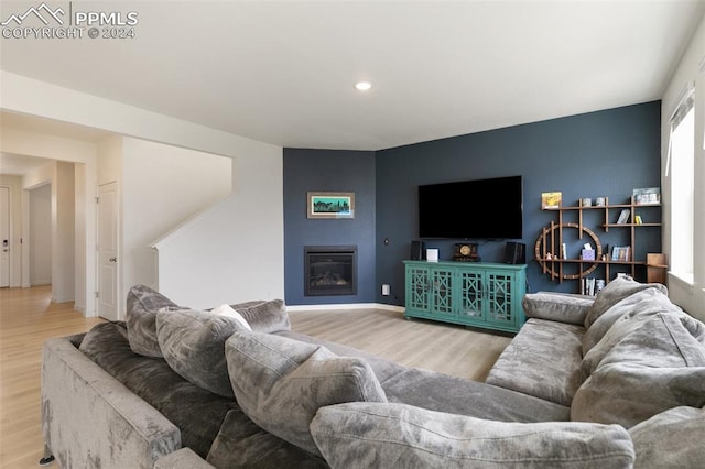 living room featuring light wood-type flooring