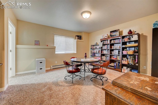 view of carpeted home office