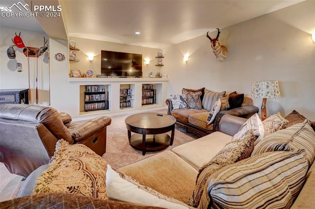 living room featuring carpet floors