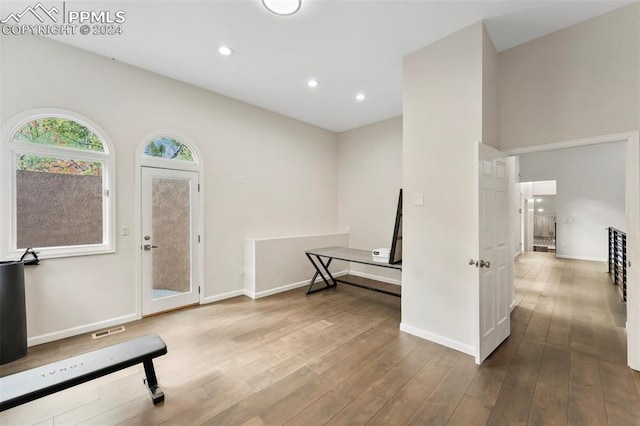 entryway featuring hardwood / wood-style flooring