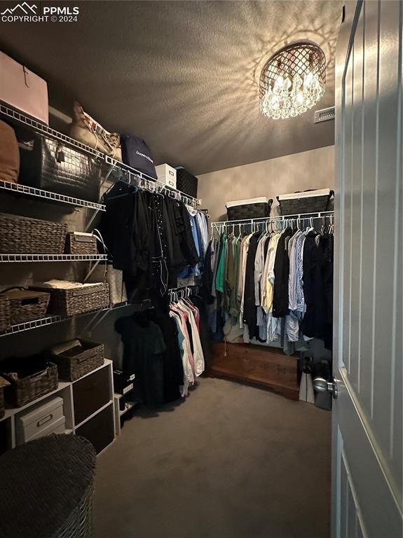 walk in closet featuring carpet