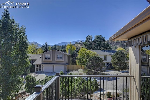 balcony featuring a mountain view