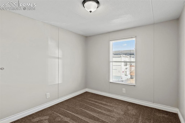 carpeted empty room with a textured ceiling