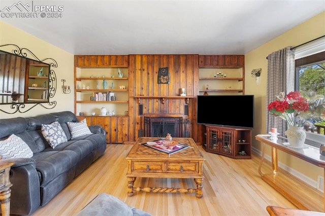 living room featuring light wood-type flooring