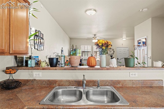 kitchen with sink and ceiling fan