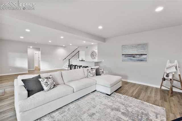 living room featuring light hardwood / wood-style floors