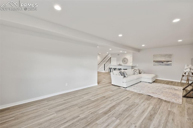 living room featuring light wood-type flooring