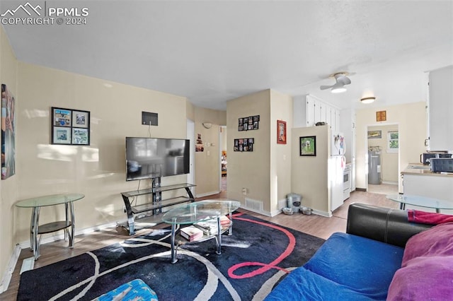 living room featuring light hardwood / wood-style flooring