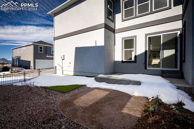 exterior space featuring a garage