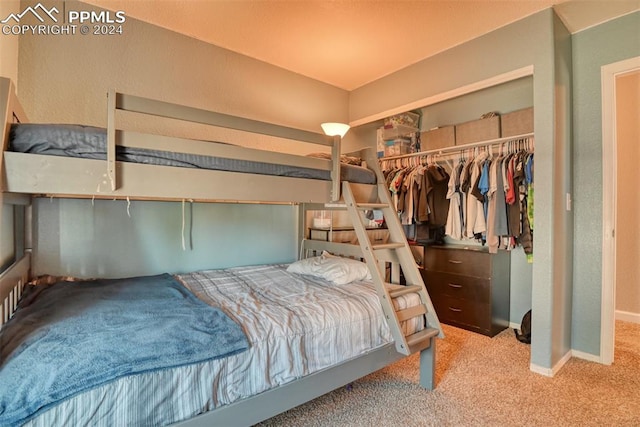 carpeted bedroom featuring a closet