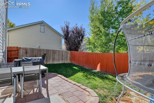 view of patio / terrace featuring a trampoline