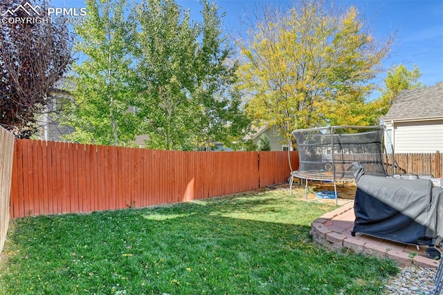 view of yard with a trampoline