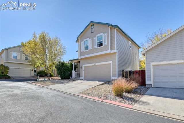 view of front property with a garage