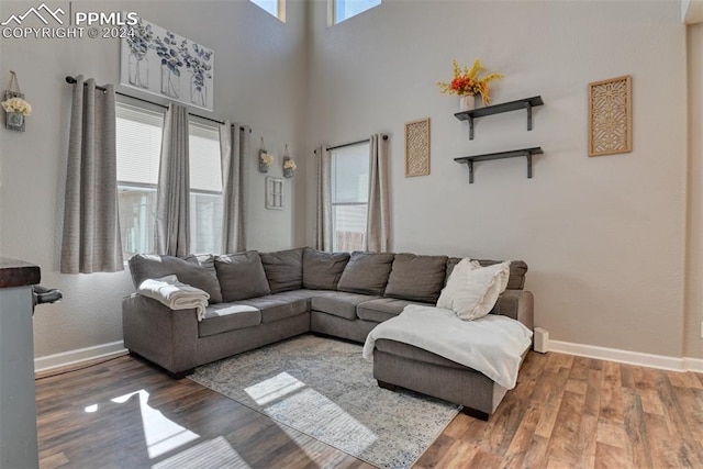 living room with hardwood / wood-style flooring