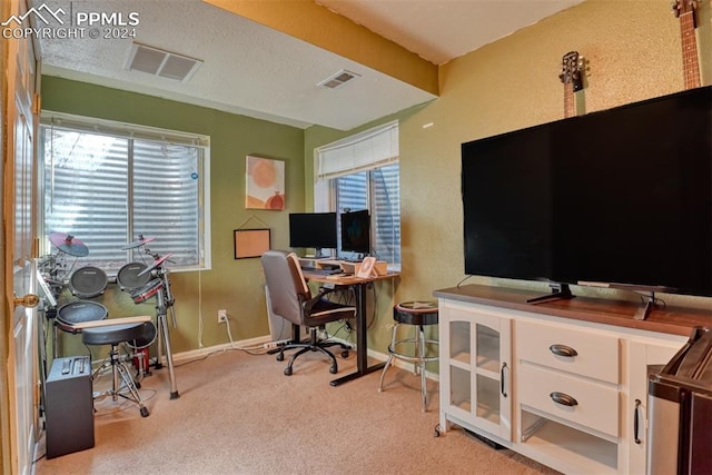 view of carpeted office space