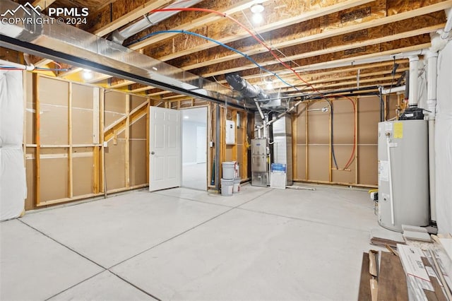 basement with electric water heater