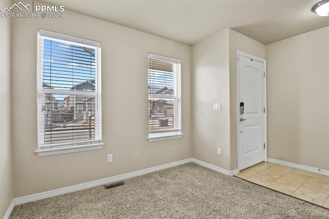 view of carpeted foyer