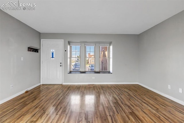 foyer entrance with hardwood / wood-style floors