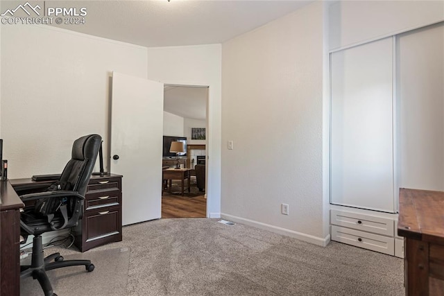 view of carpeted office