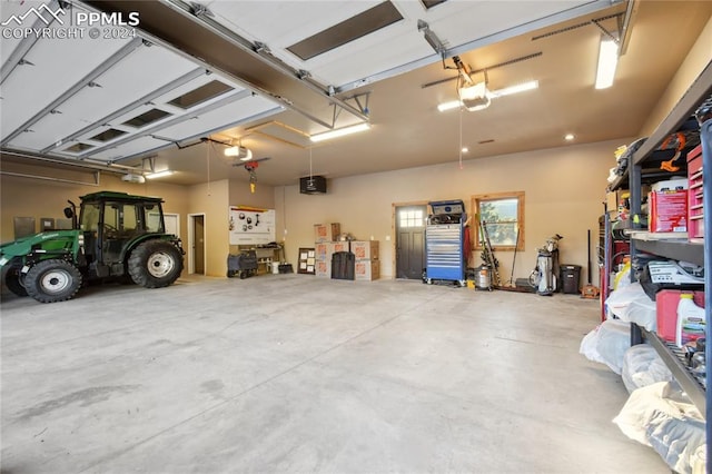 garage with a garage door opener