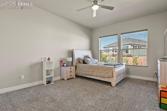 bedroom with carpet and ceiling fan