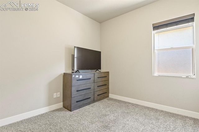 bedroom featuring light carpet