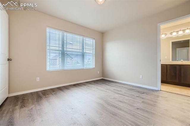 empty room featuring light hardwood / wood-style floors and sink