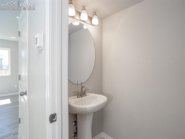 bathroom featuring hardwood / wood-style flooring