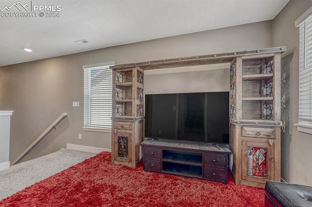 living room featuring carpet flooring