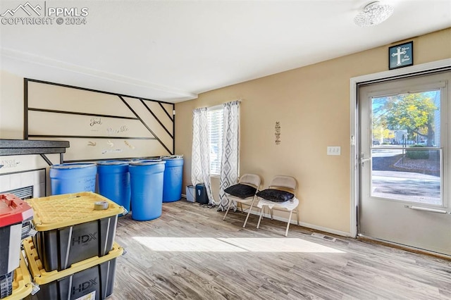 interior space with light hardwood / wood-style flooring