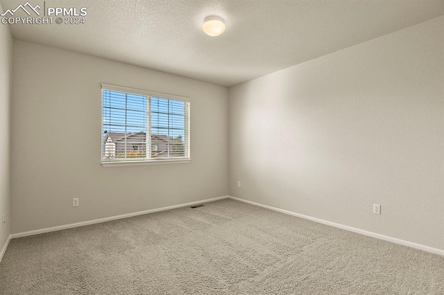 unfurnished room featuring carpet floors and a textured ceiling