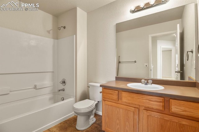 full bathroom featuring tile patterned floors, vanity, toilet, and tub / shower combination